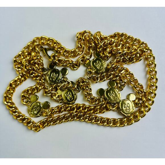 Vintage Mickey Mouse Disney Adjustable Chain Belt Glentex New York Gold Tone 42" - Picture 14 of 16